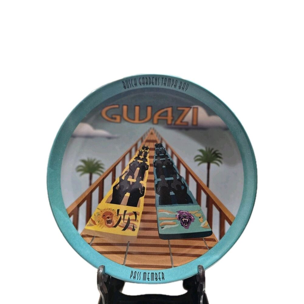 Busch Gardens Pass Member Collectible Plate HISTORICAL GWAZI Roller Coaster NEW